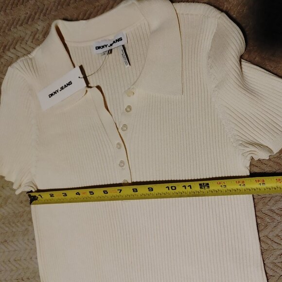 DKNY JEANS Women's short sleeve top, color Eggnog, size XL - Picture 6 of 14